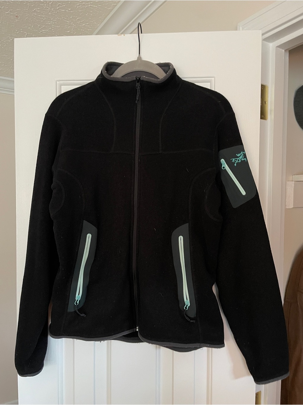 Arc'teryx Black Fleece Jacket with Mint Zippers